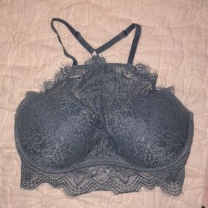 PINK VICTORIAS SECRET gray floral lace bralette